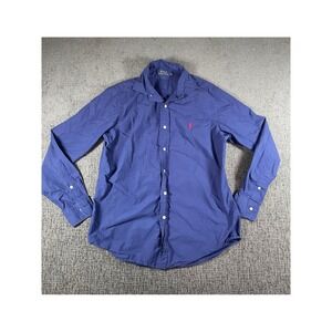Polo Ralph Lauren Mens Navy Blue Long Sleeve Button Down Shirt Red Pony Size M